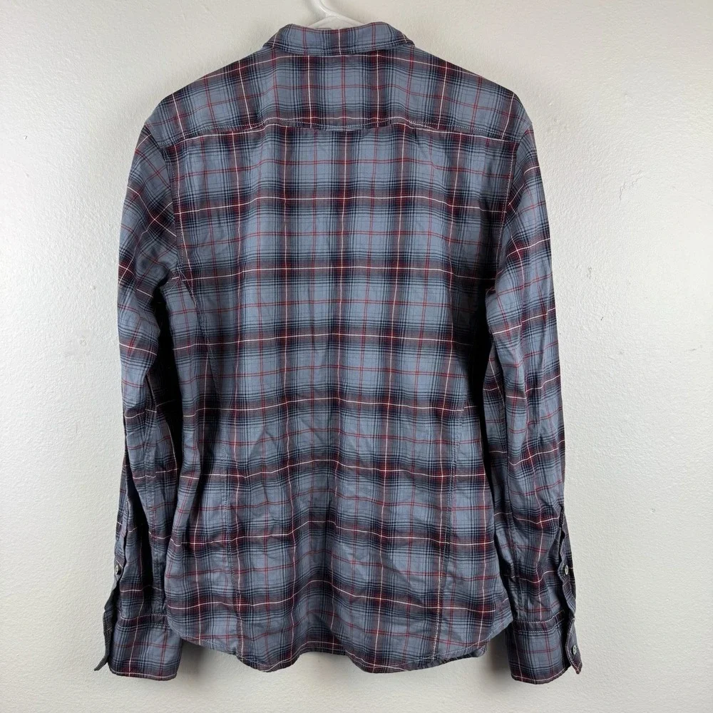 HUGO BOSS - Orange line - Mens long‎ sleeve button SLIM plaid shirt - L